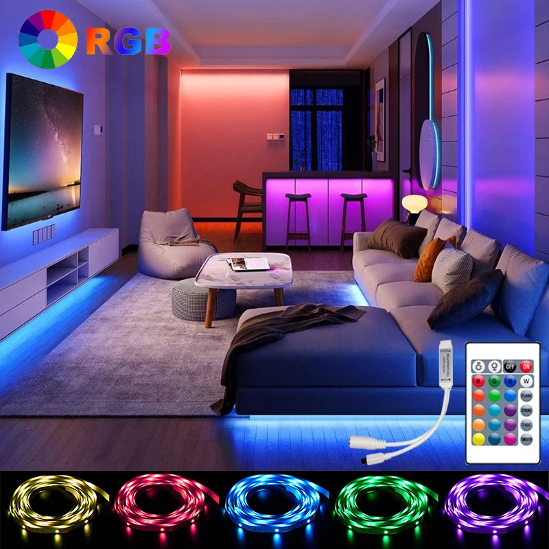 

LED Strip Lights for Bedroom Mini Controller LED Tape Strip 12V RGB Ribbon Neon Light Strips Living Room LED Decoration