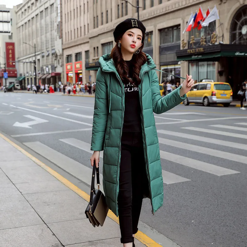 M-6XL Women Parkas Winter Warmth Long Hooded Padded Jacket Coat Jacket Korean Fashion Slim Fit Winter Snow Clothes Plus Size
