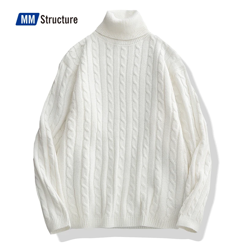 

Knitted Turtleneck Sweater Male 2022 Winter Autumn New Casual Oversized Vintage Jumper Korean Fashion Jacquard Sweaters Men