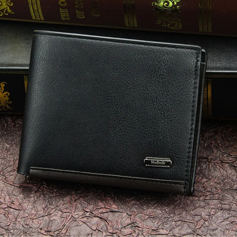 

New Men's Wallet Short PU Business Leisure Horizontal Change Bag Multi Functional Three Fold Wallet