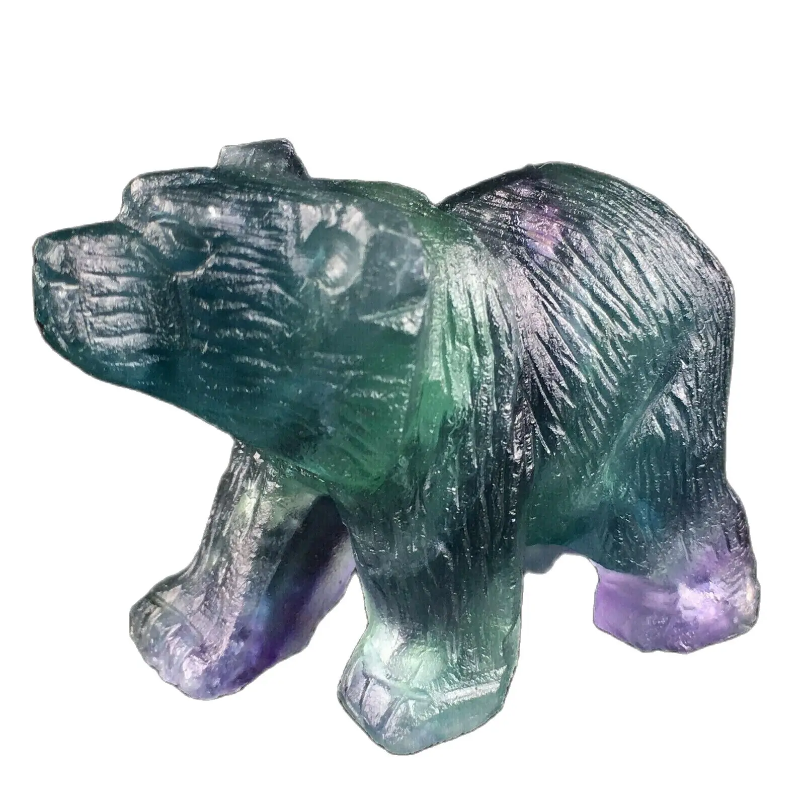 

2" Natural Rainbow fluorite bear skull Quartz Crystal skull Carved healing