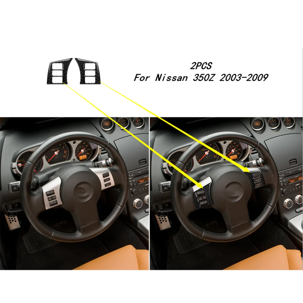 Steering Wheel Button Cover For Nissan 350Z Carbon Fiber Accessories Car Goods Carbon Fiber Carbon Fiber Black