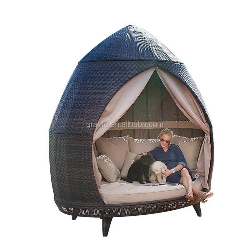 

New collection outdoor bistro furniture rattan daybed wick chaise lounger chair