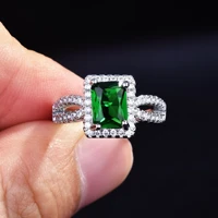 solid 925 sterling silver green emerald jewelry ring for women anillos de silver 925 jewelry bizuteria gemstone open anel female