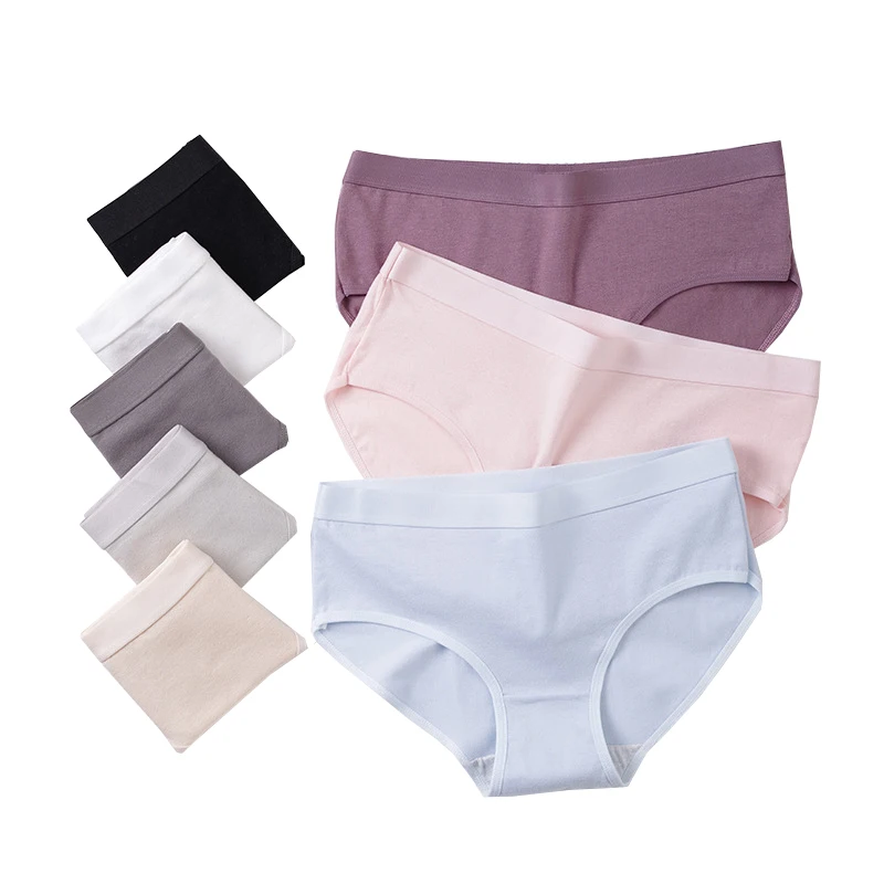8 Комплектов Женских Хлопковых Трусиков Со Средней Посадкой Дышащее Однотонное