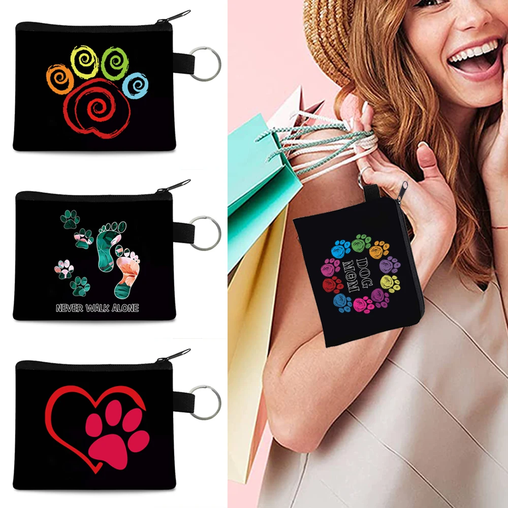 

Coin Bags Mini Small Small Wallet Bag with Money Change Earphone Credit Card Holder for Kids and Girls Footprints Print Clutchs