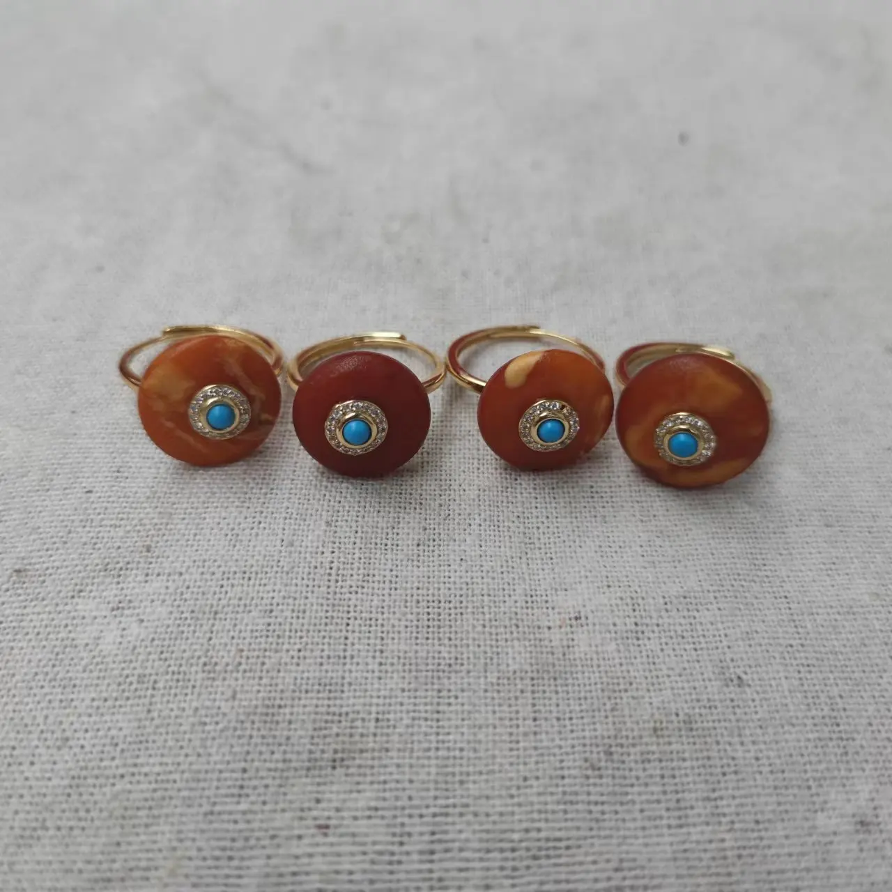 1pcs/lot s925 Silver Gold Plated Reflowed Amber Antique Safety Buckle Gemstone Women's Ring classical turquoise adjustable taki