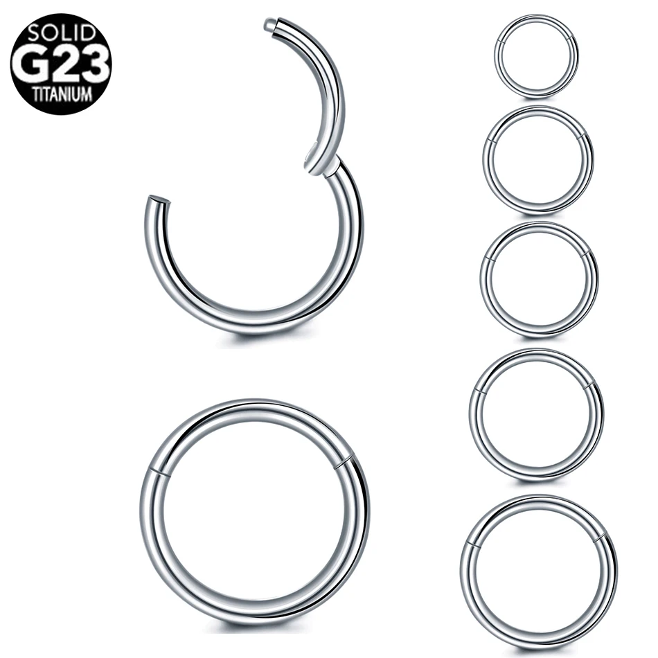 

1PC G23 Titanium Hinged Segment Ring Nose Ring Piercing Nipple Ear Septum Tragus Cartilage Clicker Lip Body Jewelry 14G 16G