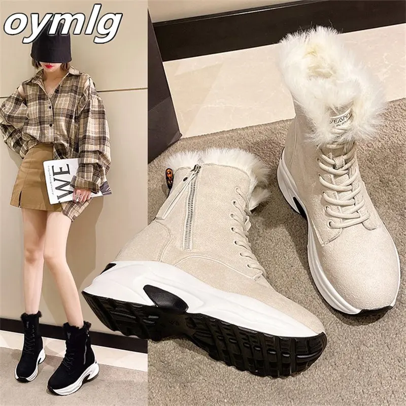 Snow boots women's models in winter 2022 new short boots non -slip and velvet thick bottom increases warm cotton shoes women