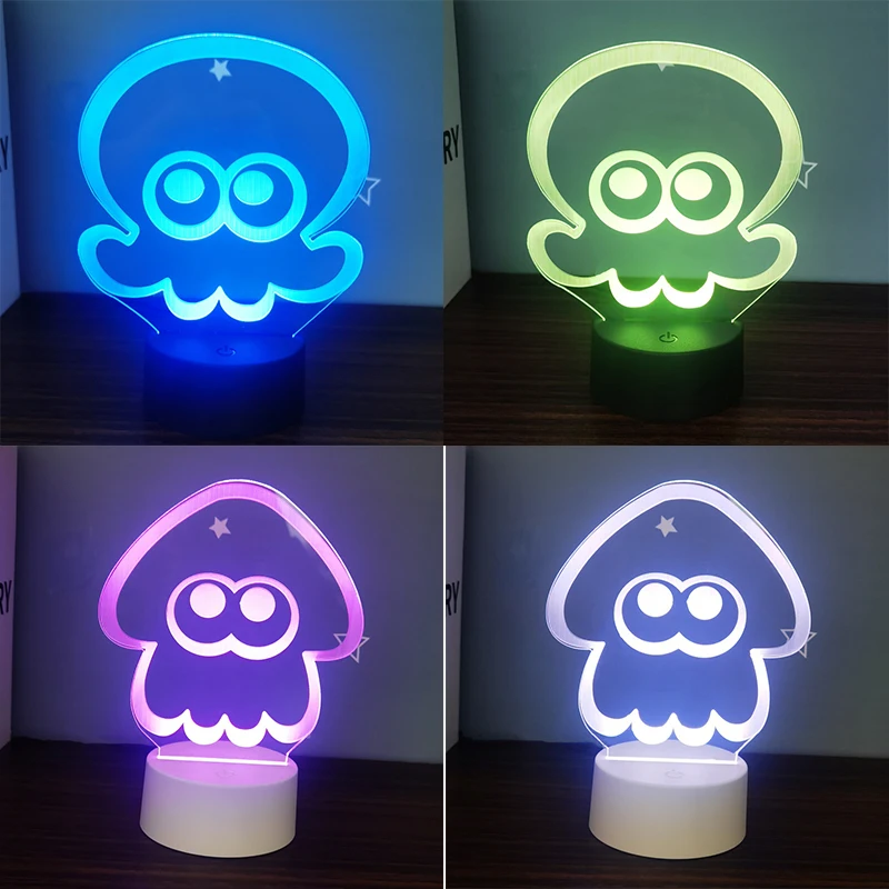 Splatoons 3 фигурка игры ночник мультяшный кальмар 3D светодиодные лампы кавайная
