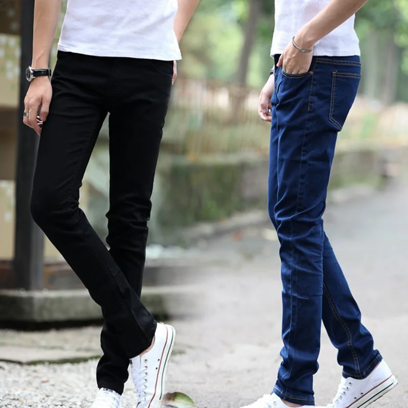 

Брюки мужские эластичные из денима, модные небольшие штаны, мешковатые брюки-карго, уличная одежда, черные облегающие прямые джинсы в Корейском стиле