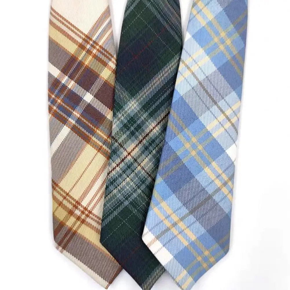 Униформа Рубашки галстук в клетку Женский Повседневный мужской тонкий для