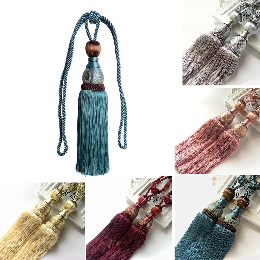 

1 Pair Tassel Curtain Tieback Room Accessories Curtain Holder Buckle Rope Handmade Weave Tassel Fringe Bandage Home Decoration