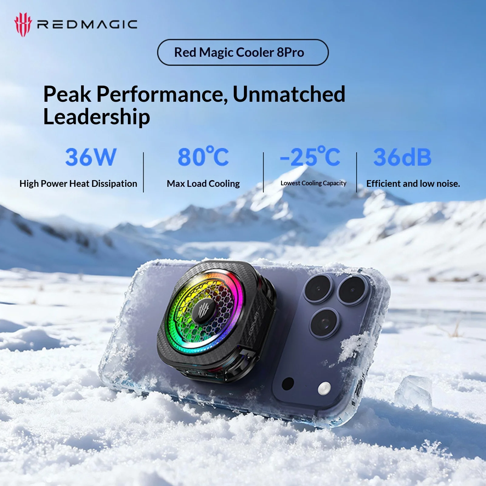 Фото Магнитный кулер Redmagic 8 Pro с RGB-подсветкой для телефонов, игровых смартфонов Black Shark и Flydigi, для стриминга №3