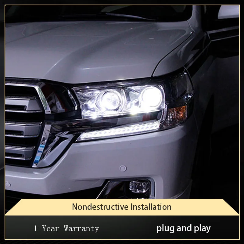 Фото Автомобильные фары для Toyota Land Cruiser 2016-2021 FJ200 LC200 светодиодный сборка фар модернизированная Бифокальная 4 линза DRL Fromt аксессуары №4