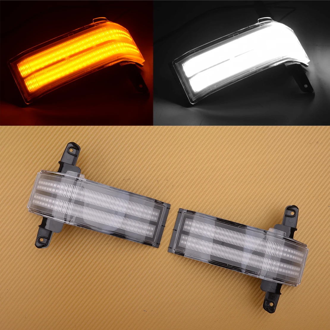 

1 Pair 23444106 12V Amber&White Sequential Clear Lens LED Side Mirror Signal Marker Light Fit For Chevrolet Silverado GMC Sierra