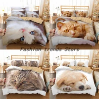 zeimon sweet cat dog bedding set lovely animals soft polyester 23pcs duvet cover with pillowcase full single double size