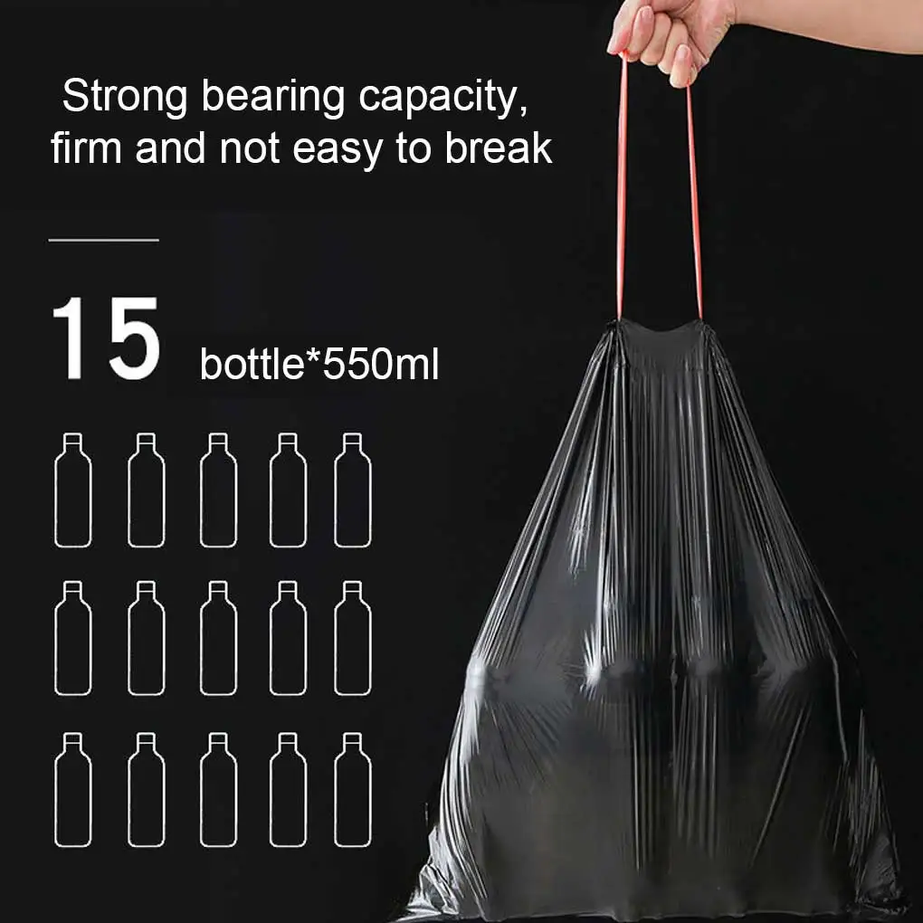 

15Pcs Rope Garbage Bags Drawstring Trash Pouch Kitchen Cleaning Tools