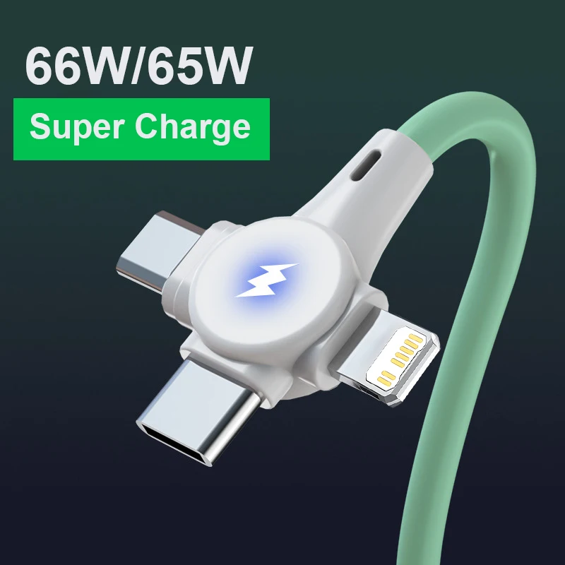 

1.8m 66W USB C Cable Fast Charge 3 In 1 Spring Data Cable for Xiaomi Poco X3 M3 F3 Huawei iPhone Micro USB Type C Charging Cord