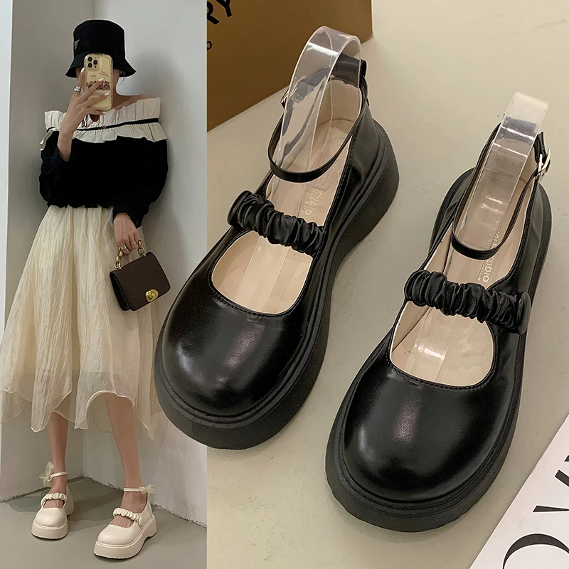 

Chunky Demonia Wedges Shoes Gothic Patent Leather Round Toe Platform Lolita Mary Jane Flats Women 2023 Classics Fashion Loafers
