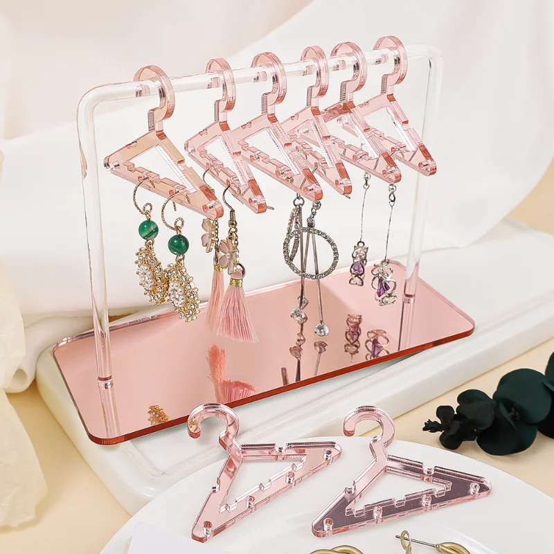 8Pcs Coat Hanger Polymer Clay Soft Pottery Earrings Stand Organizer Hanger Shape Tabletop Jewelry Display Holder for Earring