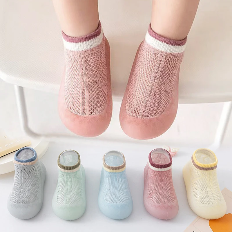 

Kids Shoes Knitted Toddler Baby Sneakers Soft Sole Non-Skid Breathable Casual Slip On Sneakers Children Girls Boys First Walkers