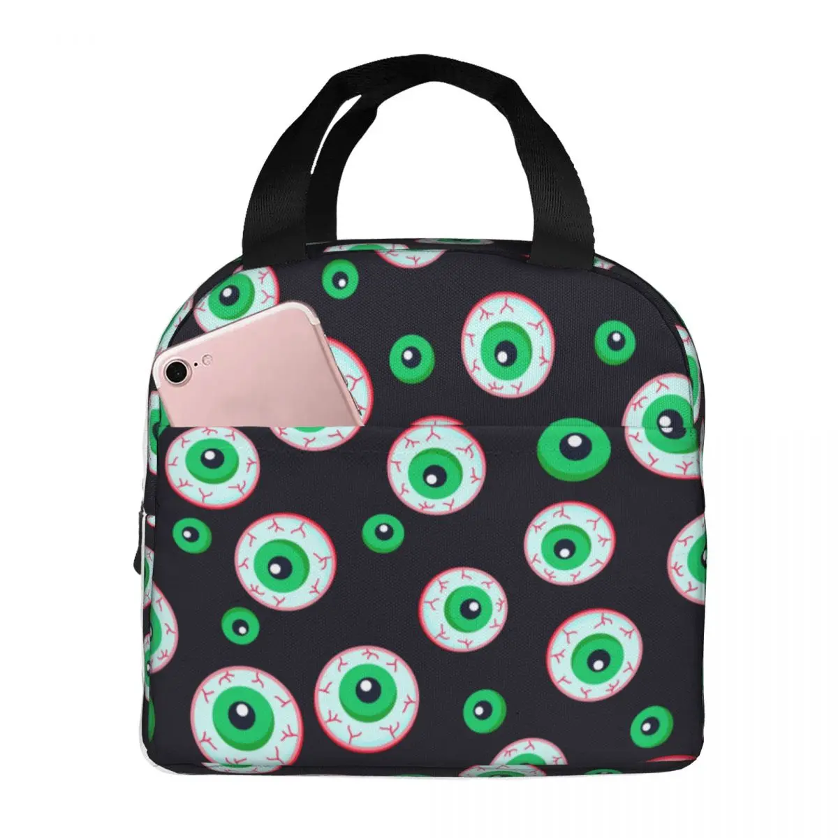 Lunch Bags for Men Women Creepy Bloody Zombie Eyes Halloween Insulated Cooler Portable Picnic School Tote Food Storage Bags