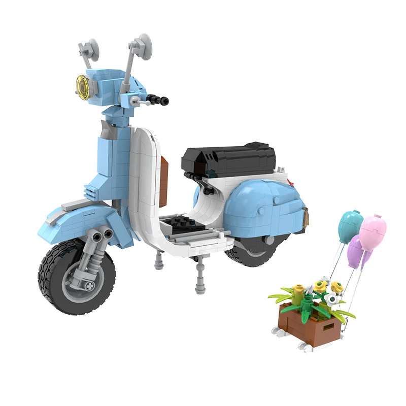 

MOC Scooter Mini Motorcycle Building Blocks Kit With Box Vehicle Car Bricks Toys For Children Birthday Gifts Paper Instructions
