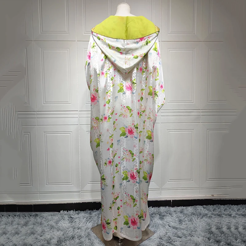 Diamonds Hooded Eid Printed Abayas For Women 2022 Plus Size Abaya Dubai Turkey Islam Arabic Muslim Long Luxurious Evening Dress