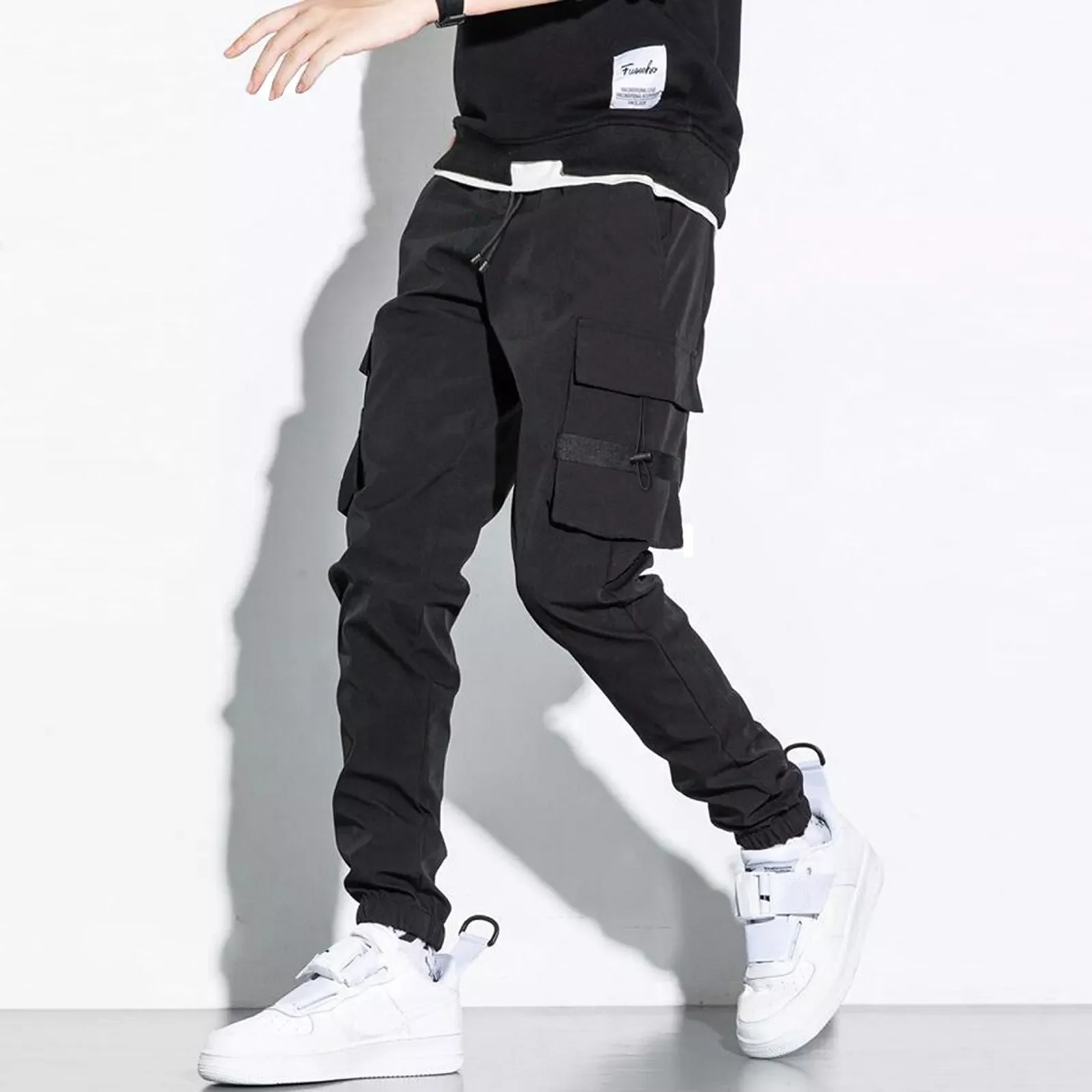 

NEW IN Male Solid Color Fashion Long Pants Elastic Waist Trousers With Pockets Versatile Daily College Style Pants Fast Shippin