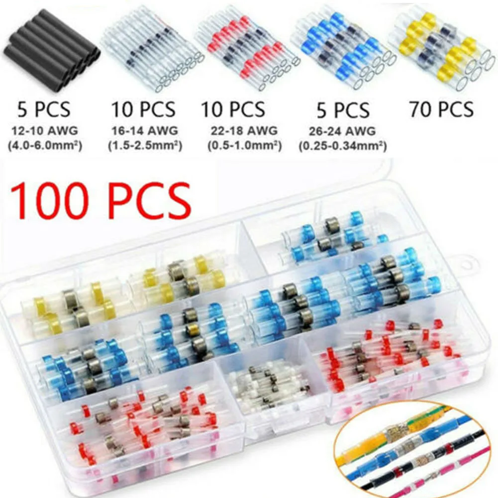 

Heat Shrink Butt Crimp Terminals Waterproof Solder Seal Electrical Connectors Wire Cable Splice Kit Automotive Marine