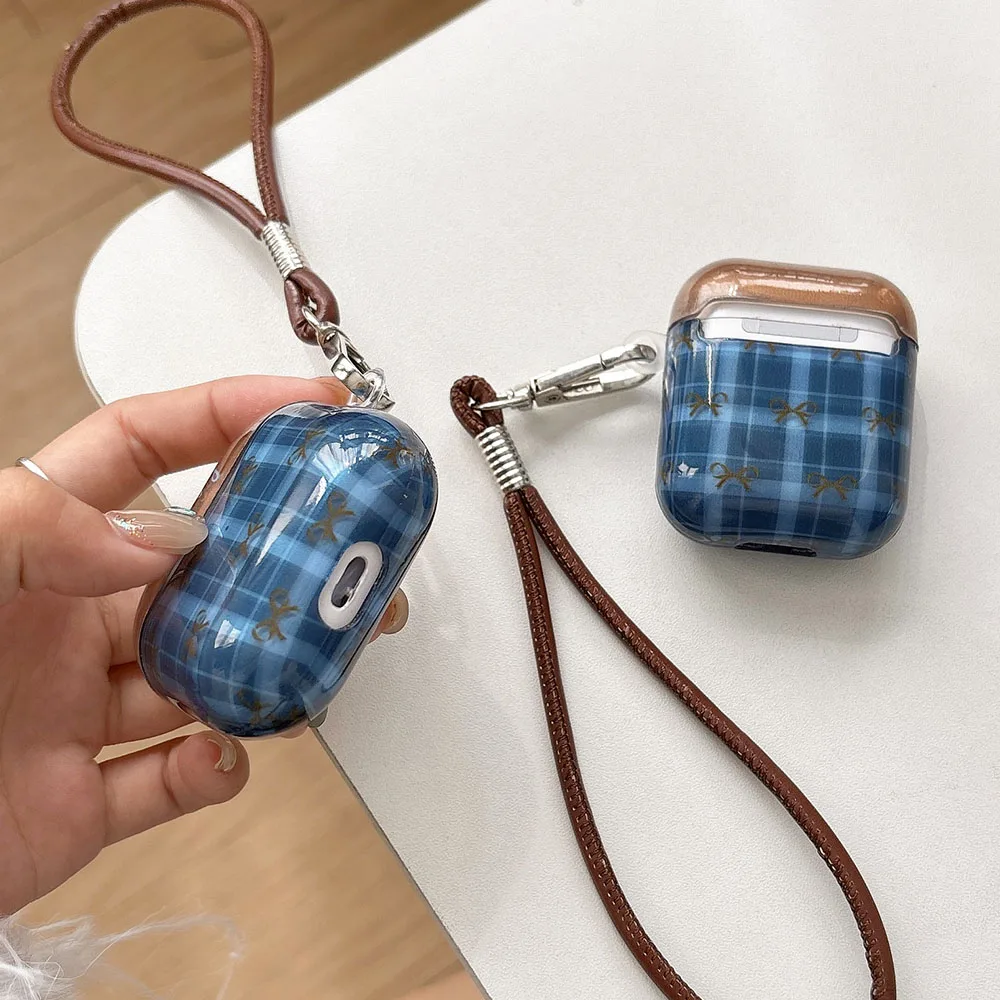 Мягкие чехлы для наушников Bluetooth с решетчатой сеткой и бантом AirPods 4 ANC 1 2 3 Pro