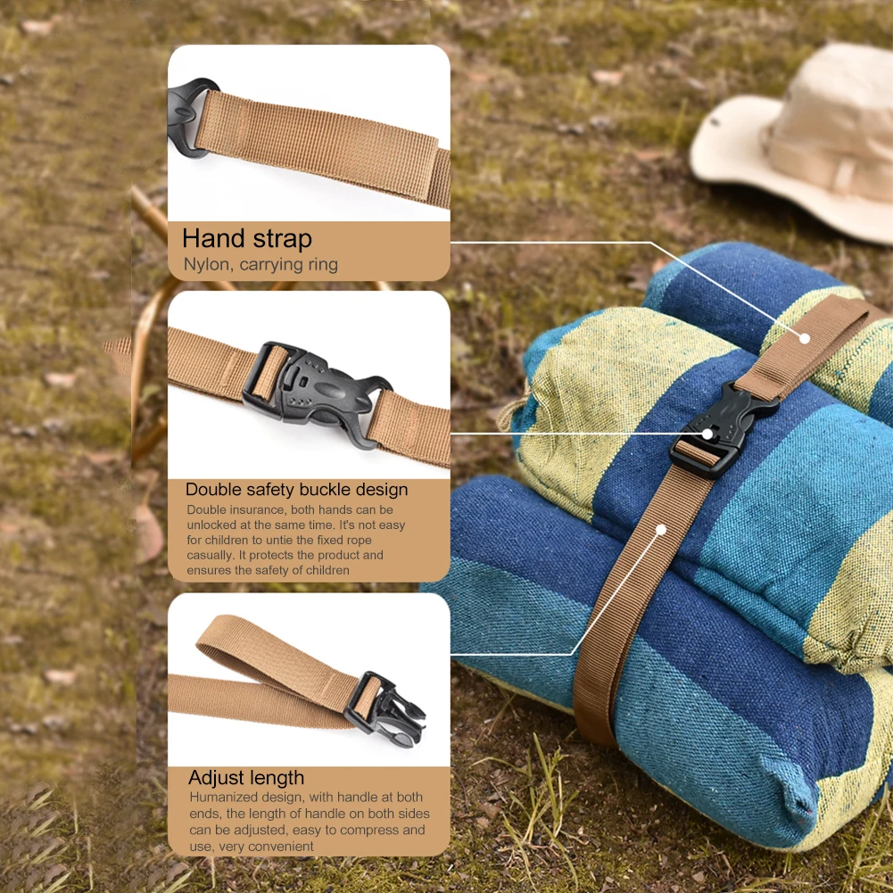 

135cm Travel Luggage Strap Durable Cargo Tie Down Belt Storage Strap Dual Buckles for Outdoor Camping Backpacking Hiking Picnic