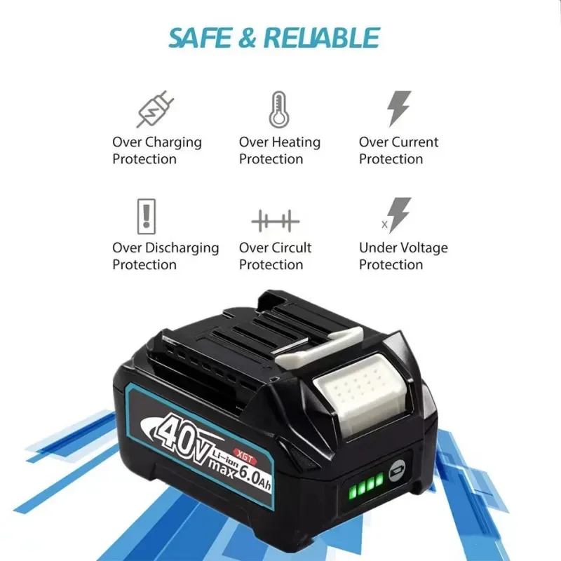 4000 мАч 6000 для Makita 40 В BL4020 BL4040 BL4080 DC40RA HP001 HR001 MHW001G GRH10 JV001G RT001 GSH01 Аккумулятор
