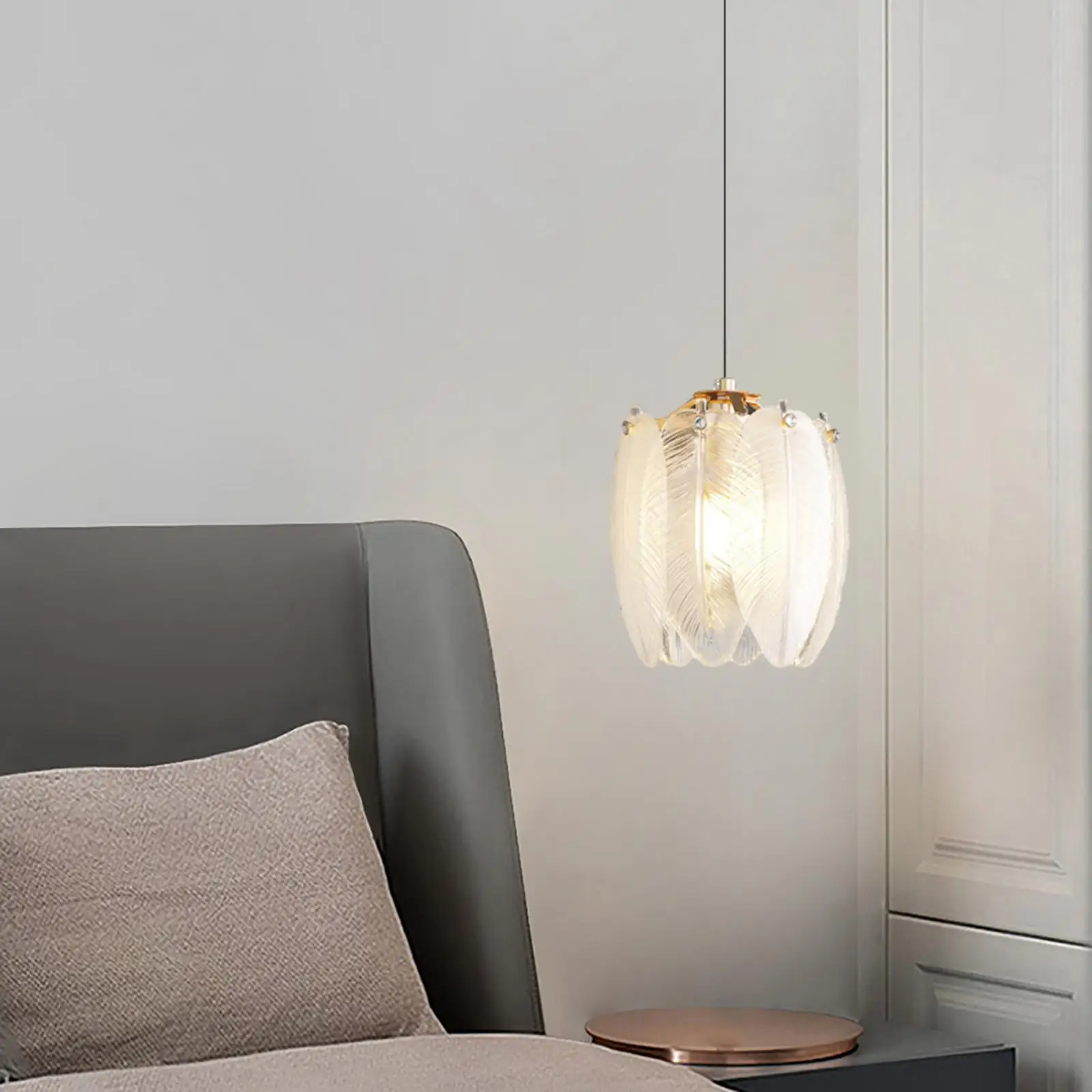 

LED Pendant Lights Chandelier 3 Color Dimming Feather Ceiling Light Fixture