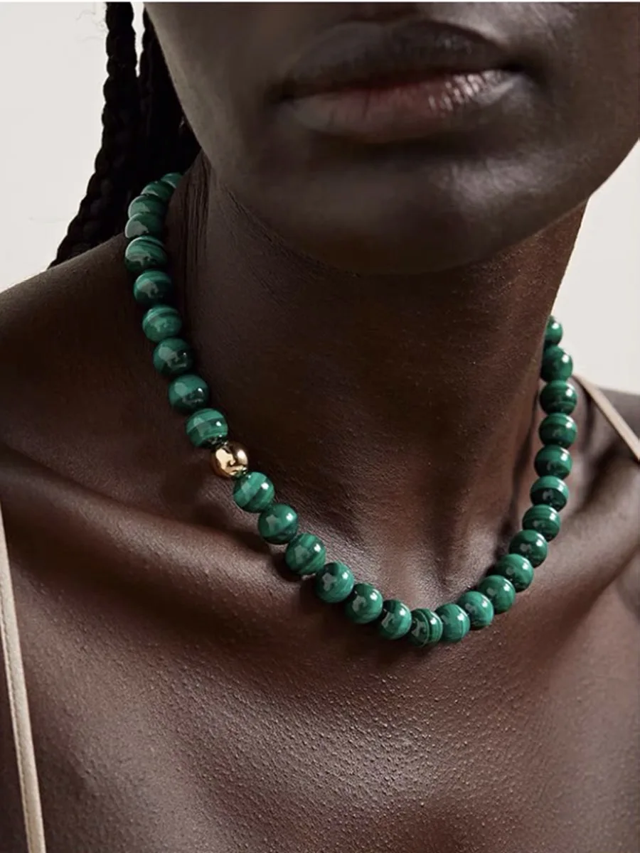 Ожерелье из малахита Joker slim для женщин, простое, классическое, зеленое, из натурального камня, творческое.