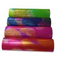 xht 562 laser metallic effect colorful iridescent pu faux leather fabric sheet for decorativediy accessories30135cm