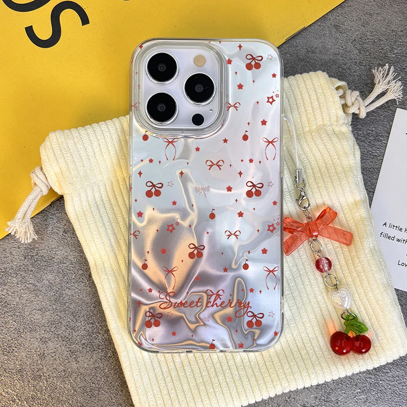 Чехол с мультяшным бантом Cherry для Vivo V40 V40E V30 Pro V29 Lite V30E V27E V25E Y35 Y33 Y20 Y22 Y51 Y56 Y31 Y38 Y17 Y12