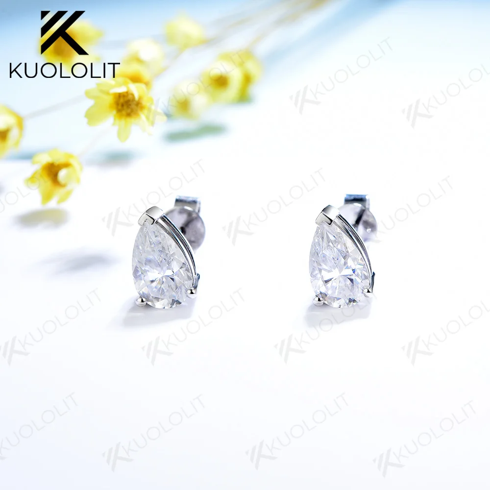 

Kuolit 4CTW серьги с муассанитом для женщин 18K 14k 10k твердые золотые 925 серебряные серьги-клипсы груша Капля воды для вечерние Рождество