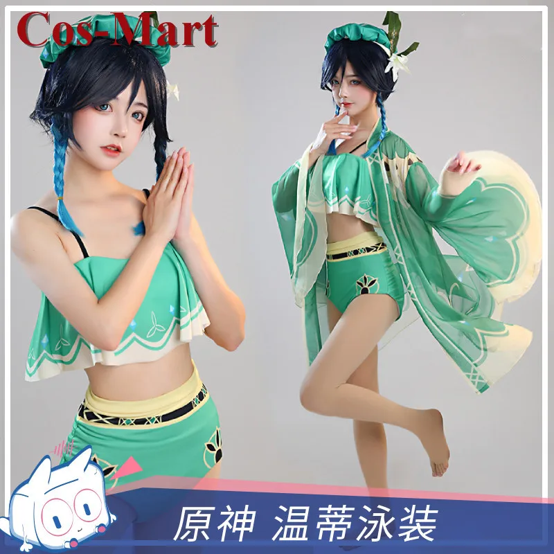 

Костюм для косплевечерние Cos-Mart Game Genshin Impact Venti, милый весенний комбинезон, купальник для активного образа жизни