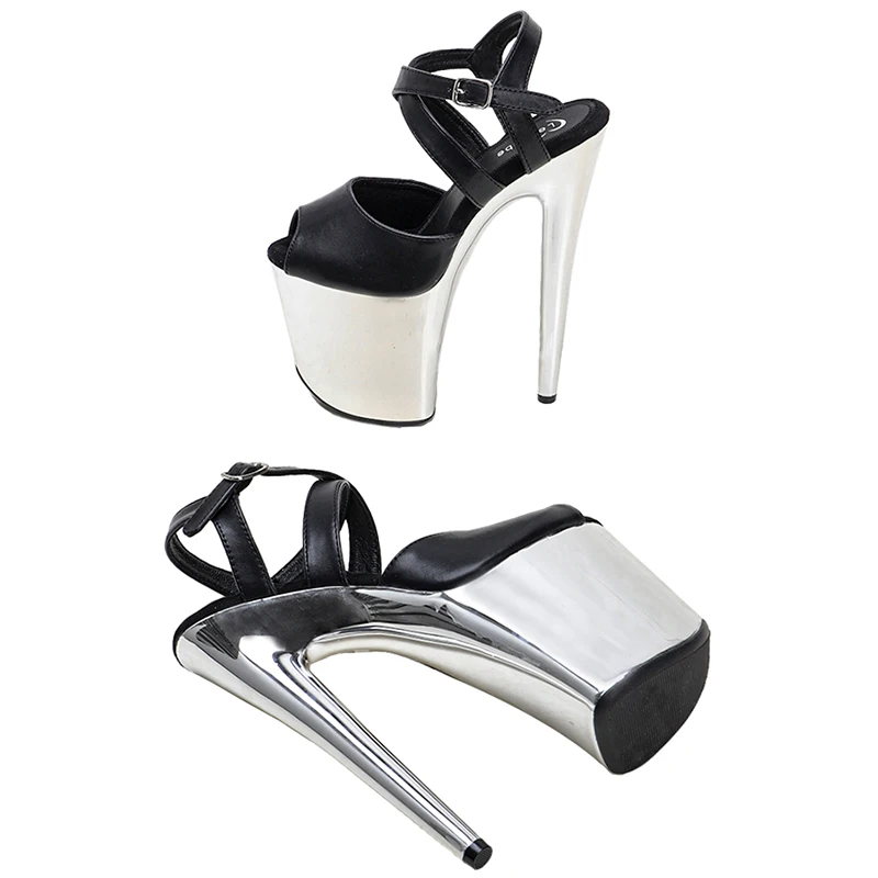Leecabe 8Inch/20cm Matte PU Uppre with Silve  Platform Sandals  party High Heels Shoes Pole Dancing Shoes