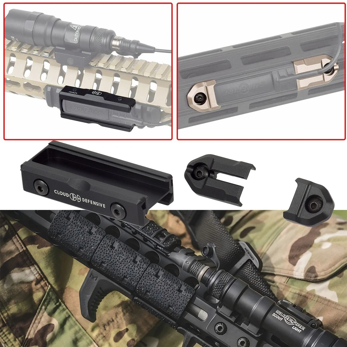 Фото SureFire M300 M600 Mlok Удаленный переключатель давления Монтажные пластины 12 шт. Комплект 5 шт. BCM 5,5 