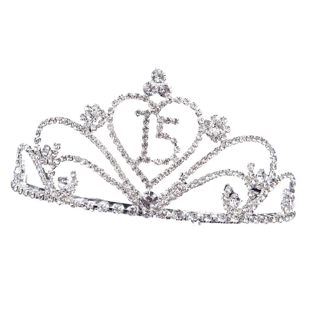 

Silver Number Birthday Crown Jewelry Headdress Girl Head Decor Crown Crystal Headwear Photo Props Tiara for Birthday