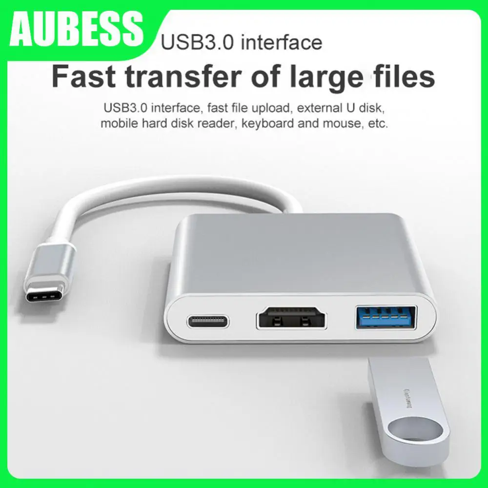 

Usb C To -compatible Splitter 3 In 1 Adapter Type-c Hub Smart Adapter Pd Fast Charging Usb C To -compatible 4k Hd