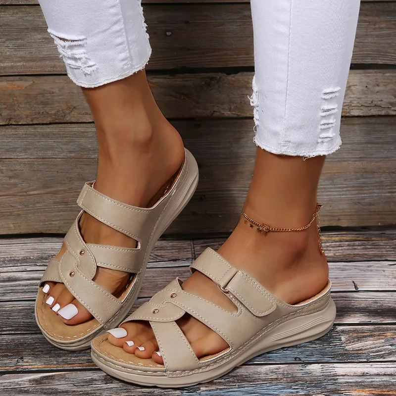 

2022 Summer Women Wedge Sandals Retro Orthopedic Open Toe Sandalias Female Anti-slip Beach Casual Platform Shoes Zapatilla Mujer