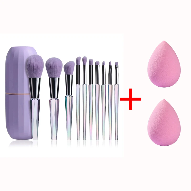 

Makeup Brushes 10Pcs Goat Hair with Holder Powder Foundation Eyeshadow Eye Blending Face brochas tools para mujer