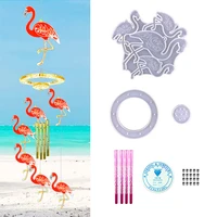 flamingo wind chime pendant resin mold diy flamingo wind chime living room pendant decoration wind chime silicone mold
