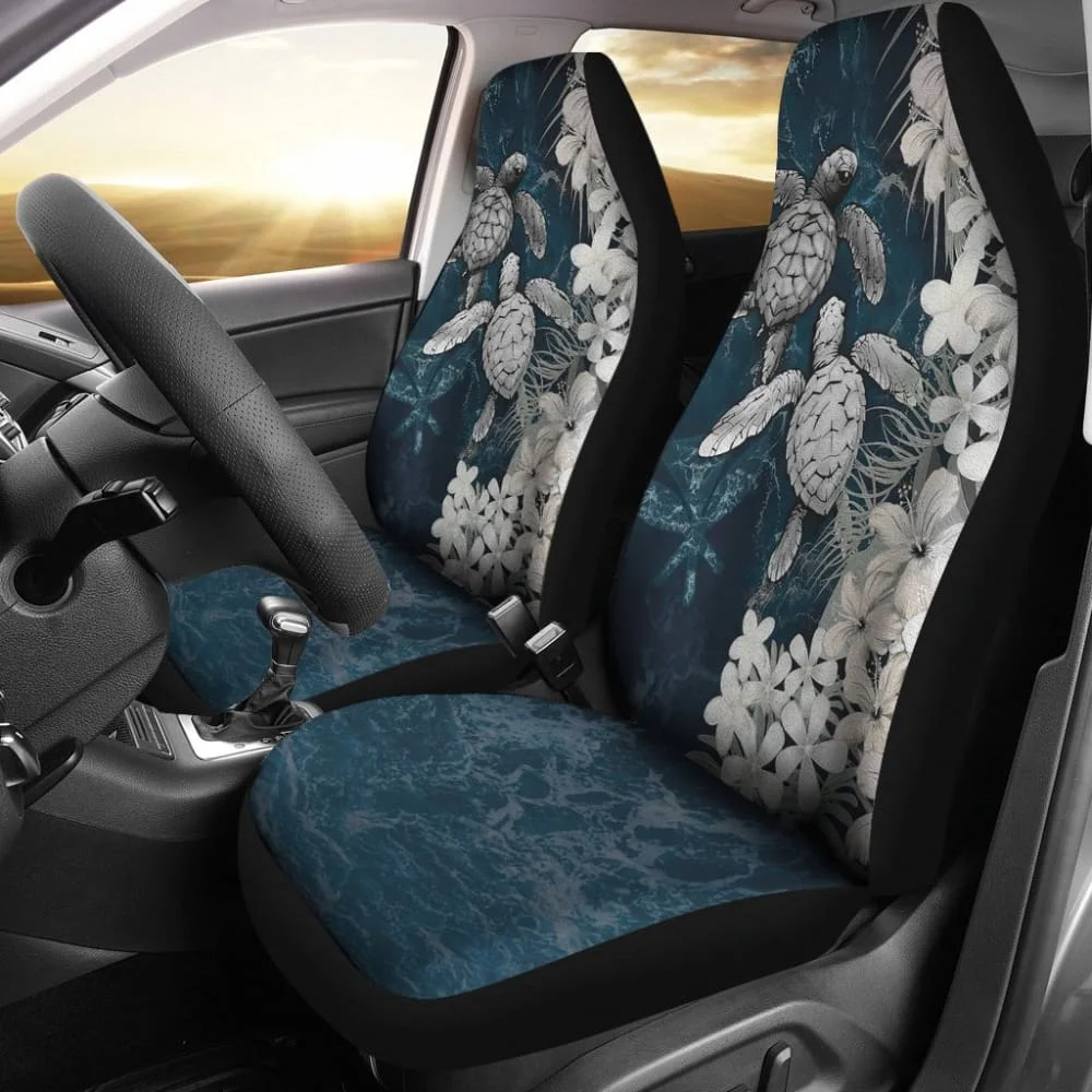 

Best Gift Hawaii Kanaka Maoli Sea Turtle Hibiscus Blue Waves Car Seat Covers,Pack of 2 Universal Front Seat Protective Cover