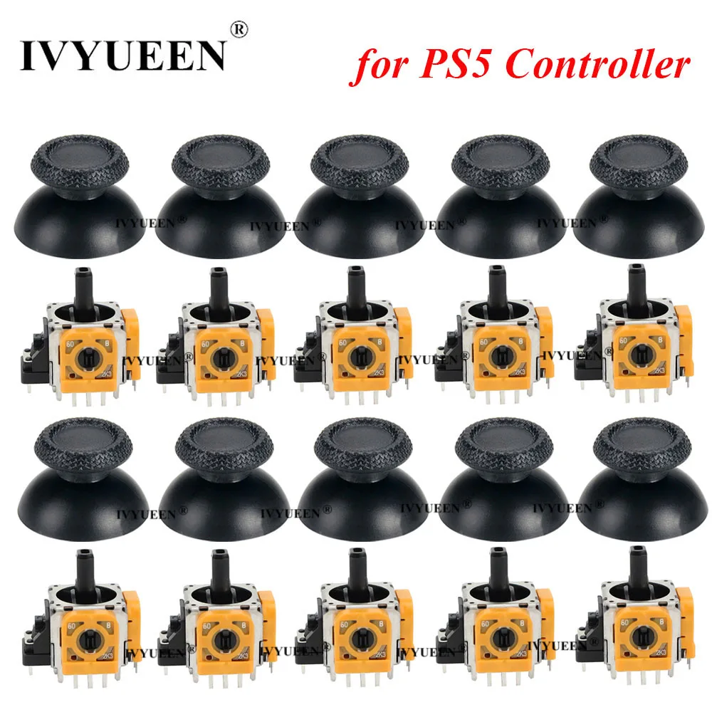 

IVYUEEN, 10 комплектов, для контроллера PlayStation 5 PS5, 3D, аналоговый стик, сенсорный модуль, потенциометр с колпачками для кнопок под большие пальцы