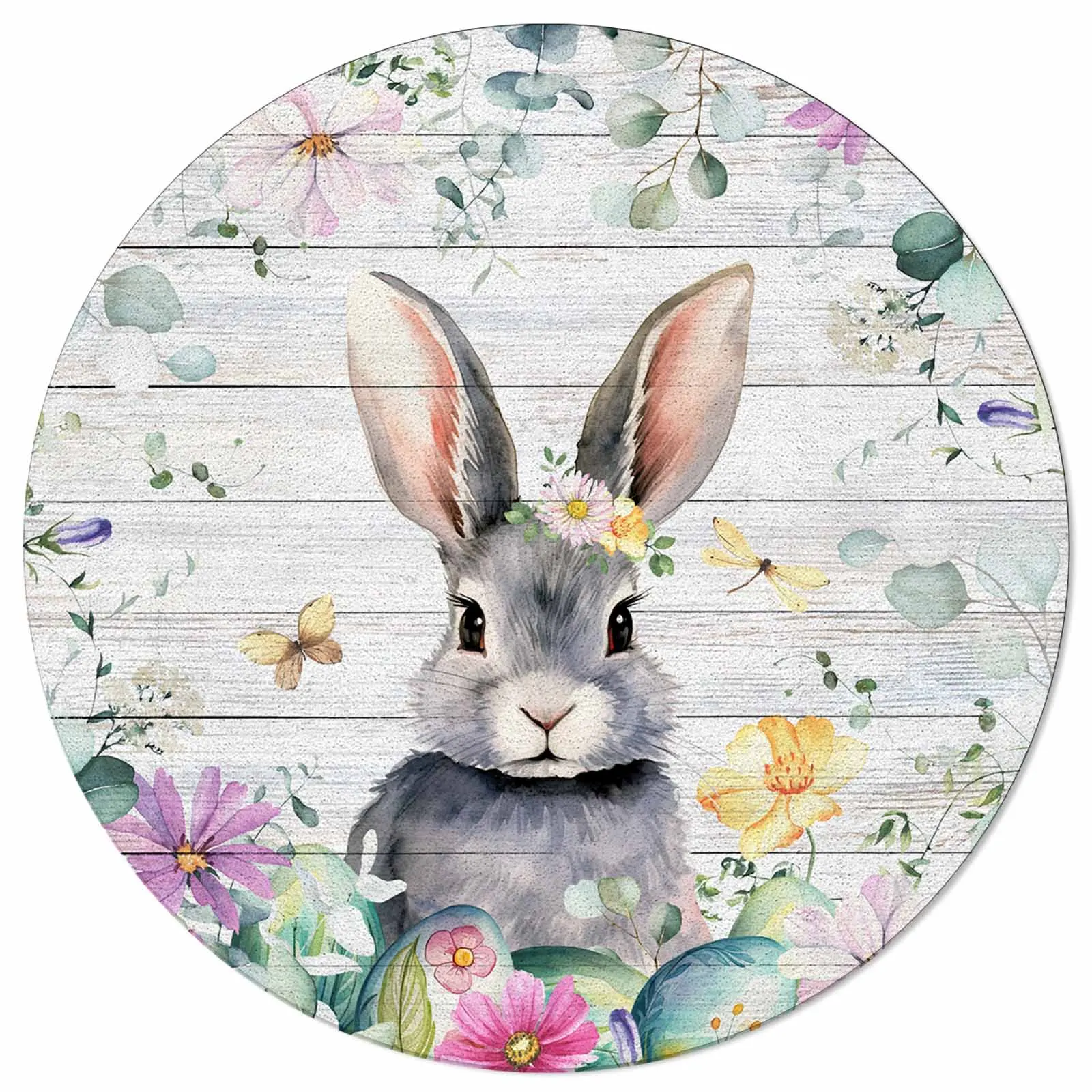 Пасхальный весенний цветочный яйцо кролик круглый коврик для гостиной большой